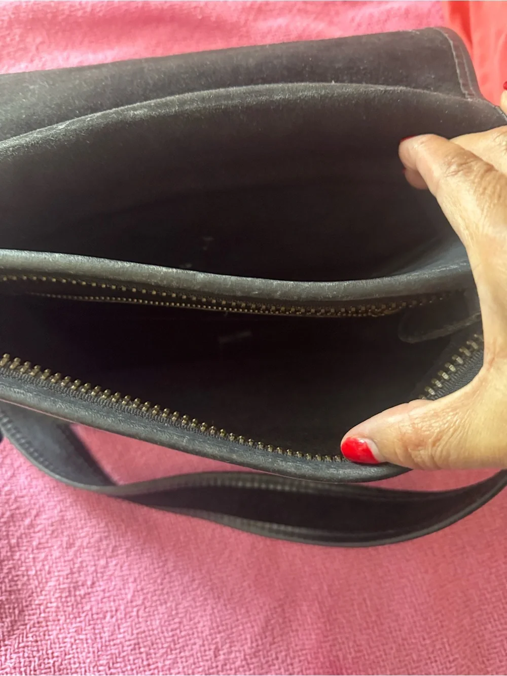 Black Leather Messenger Bag - Brand Coach